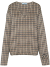 Prada Oversized Checked Cashgora Sweater In Brown