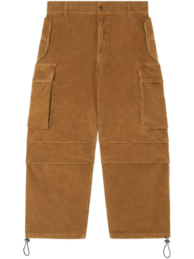 Alanui Velvet Corduroy Cargo Pants In Orange