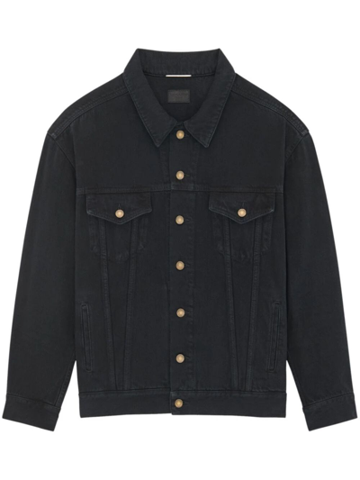 Saint Laurent Buttoned Denim Jacket In Black