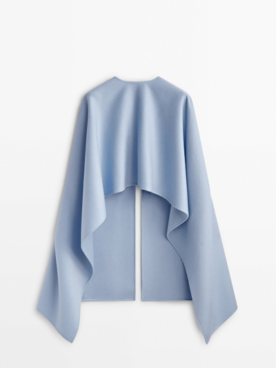 ★ Massimo Dutti★ Wool Blend Cape 06352664742 Massimo Dutti Wool Blend Cape In Himmelblau | ModeSens