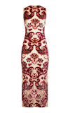 Etro Sheer Flocked Midi Dress In Red