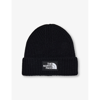 The North Face Mens Tnf Black Brand-patch Ribbed Knitted Beanie In Tnf Black