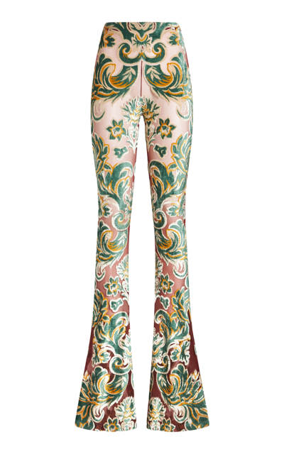 Etro Flocked Flared Trousers In Multi