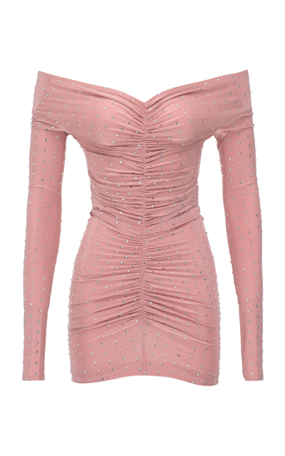 The New Arrivals Ilkyaz Ozel Barbara Rhinestone-embellished Mini Dress In Pink