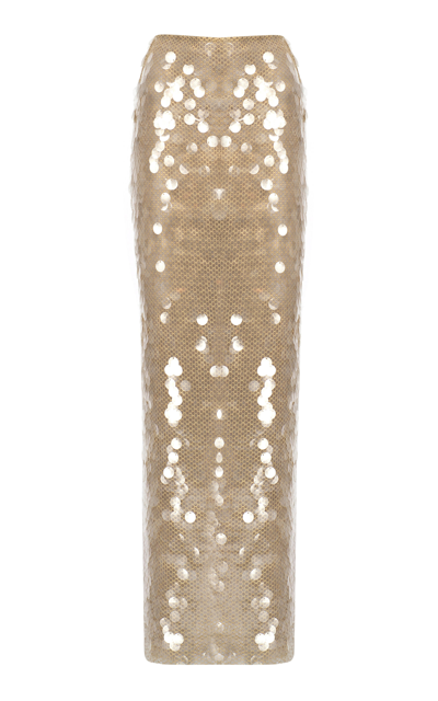 The New Arrivals Ilkyaz Ozel Sirena Paillette-sequined Maxi Skirt In Nude