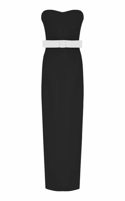 The New Arrivals Ilkyaz Ozel Noéle Bow-detailed Crepe Strapless Maxi Dress In Black