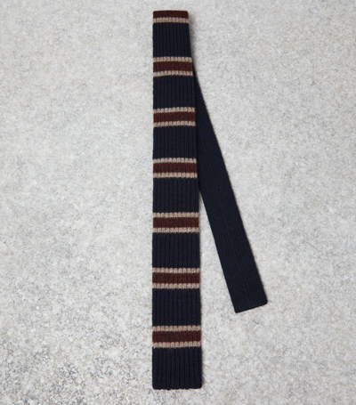 Brunello Cucinelli Stripe-pattern Knitted Tie In Blue