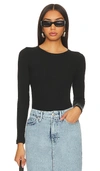 Pistola Bailey Long Sleeve Rib-knit Bodysuit In Black
