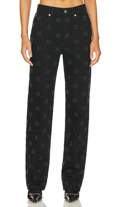 Alexander Wang Monogram-pattern Straight-leg Jeans In Black