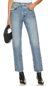 Agolde Parker Vintage Low Slung Straight Crop Jeans In Blue