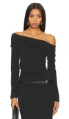Enza Costa Cashmere One-shoulder Drape Top In Charcoal In Charcoal