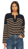 Rails Harris Striped Collared Sweater In Navy