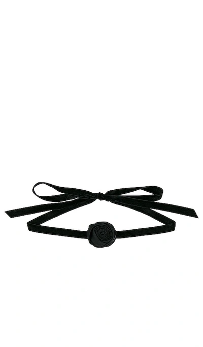 Lele Sadoughi Silk Rosette Ribbon Choker In Black