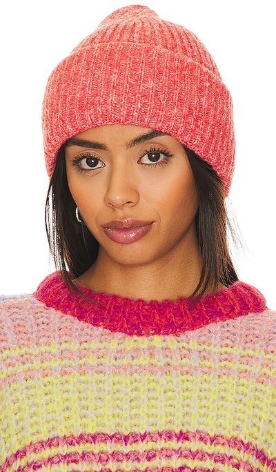 Free People Harbor Marled Ribbed Beanie In Coral