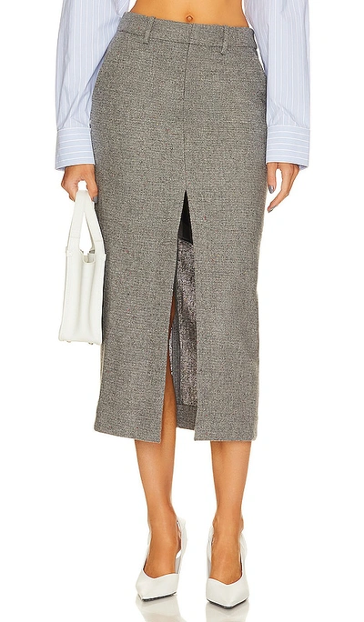 L'academie X Marianna Kit Tweed Midi Skirt In Grey