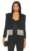 ALICE AND OLIVIA SHAN CROPPED FRINGE BLAZER