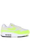 Nike Air Max 1 Panelled Sneakers In White  Volt  Seaglass  & Black
