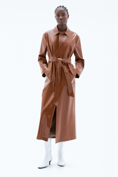 Filippa K Long Car Coat In Brown