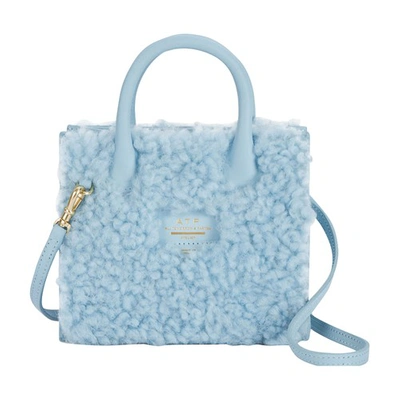 Atp Atelier Masicelle Leather/shearling Mini Handbag In Baby_blue