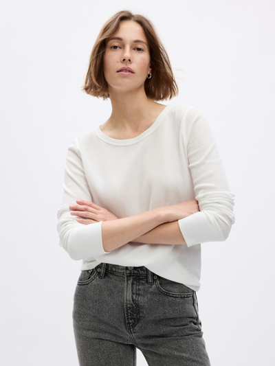 Gap Waffle Crewneck T-shirt In Off White
