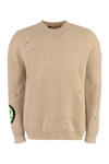 Barrow Distressed Intarsia-knit Logo Jumper In Beige