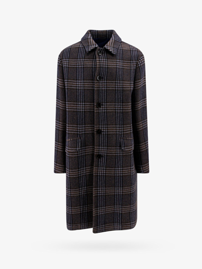 Etro Plaid-check Pattern Coat In Navy Blue