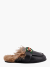 Gucci Men's Airel Long Shearling And Leather Mule Slippers In Black