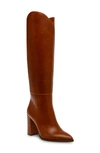 Steve Madden Women's Bixby Pointed Toe High Heel Boots In Cognac Leather