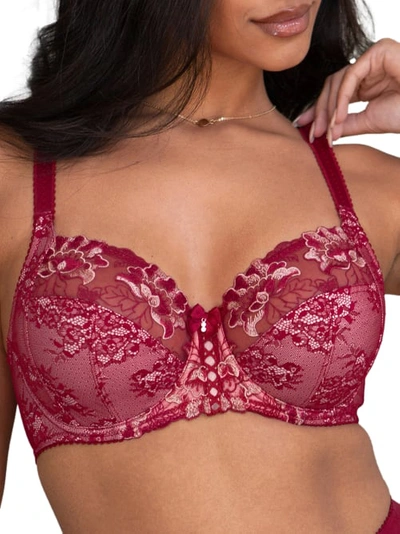 Pour Moi Sofia Embroidered Side Support Bra In Red