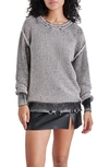 Steve Madden Nelson Two Tone Destructed Sweater In Blk/wht