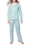 PETITE PLUME EMERALD TICKING STRIPE COTTON TWILL PAJAMAS