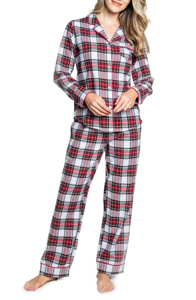 Petite Plume Balmoral Tartan Cotton Flannel Pajamas In White