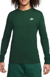 Nike Men's  Sportswear Club Long-sleeve T-shirt In Green