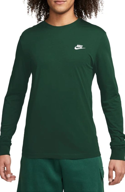Nike Men's  Sportswear Club Long-sleeve T-shirt In Green
