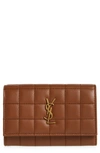 Saint Laurent Ysl Monogram Flap Small Wallet In Quilted Smooth Leather In Fox