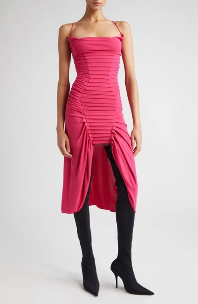 Dion Lee Boned-bodice Pleated Midi Dress In Pink