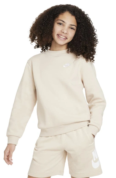 Nike Sportswear Club Fleece Big Kids' Sweatshirt In Sanddrift/ White