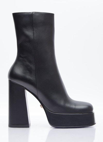 VERSACE AEVITAS SINGLE PLATFORM LEATHER BOOTS