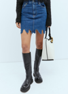 Jw Anderson Lasercut Frayed-hem Denim Skirt In Blue