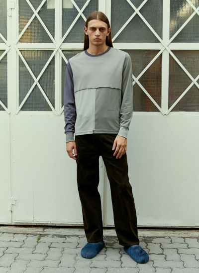 Eckhaus Latta Colorblock Lapped Long Sleeve Cotton T-shirt In Tonal Shadows