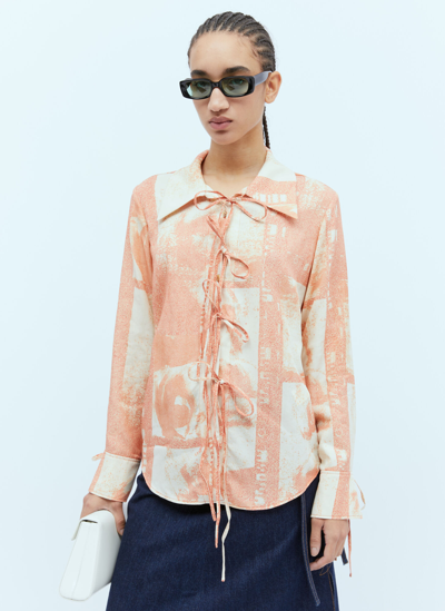 Rejina Pyo Saskia Crinkled Tie-detail Blouse In Orange