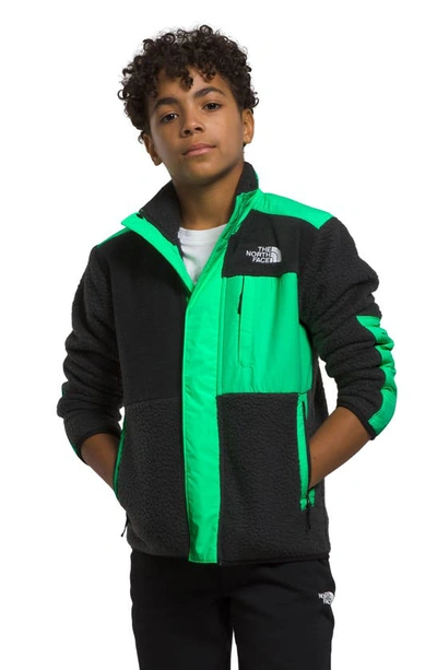 The North Face Kids' Big Boys Forrest Fleece Hybrid Jacket In Black/neon Green