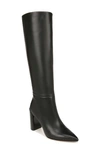 Vince Highland Leather High Shaft Boot In Black Stacked Heel