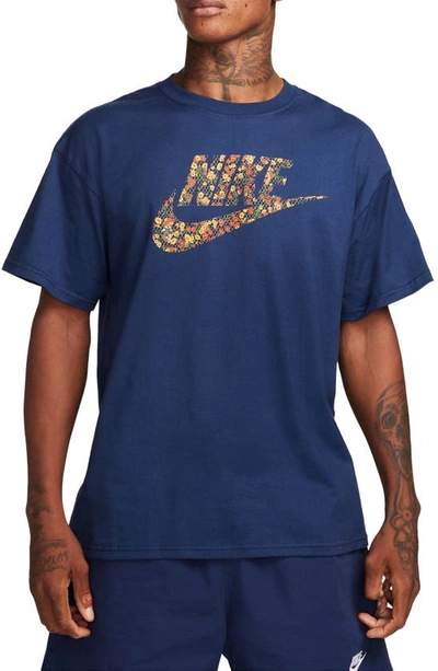 Nike Floral Logo Max90 Graphic T-shirt In Blue