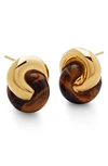 MONICA VINADER X KATE YOUNG TIGER'S EYE LINK STUD EARRINGS