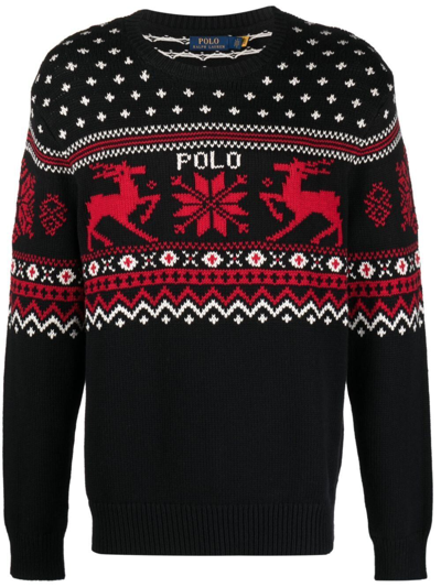Polo Ralph Lauren Nordic Long Sleeve Pullover In Black