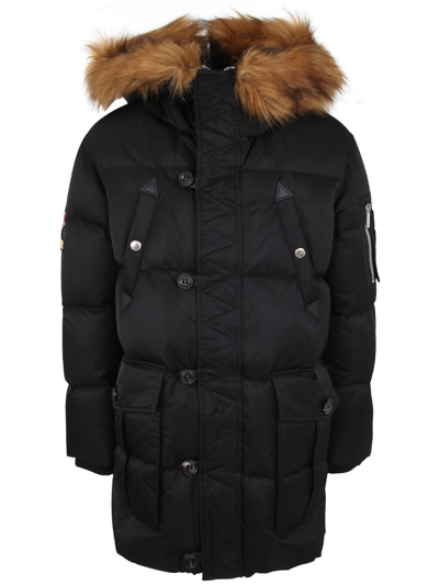 Dsquared2 Logo-patch Padded Coat In Black