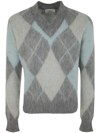 Ami Alexandre Mattiussi Argyle Brushed Sweater Clothing In Grey