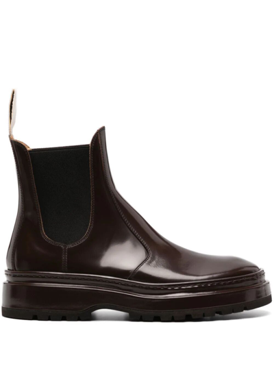 Jacquemus Les Chelsea Pavane Ankle Boots In Brown