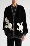 GOLDEN GOOSE GISELLSE FLORAL EMBROIDERY APPLIQUÉ VELVET JACKET